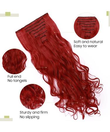 S-noilite 24 Dark Red Curly Clip In Hair Extensions - 8pcs Full Head Set - 60 Colors Available - Buy Online on GoSupps.com
