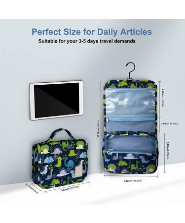Men's Hanging Travel Toiletry Kit Bag - Waterproof Organizer with Dinosaur Cartoon Design - Blue - Buy Online on GoSupps.com