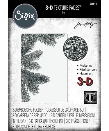 Sizzix Pine Branches 3-D Texture Fades Folder by Tim Holtz 666048 | Chapter 4 2022 Emboss Grey - Buy Online on GoSupps.com