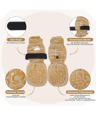 Expavloric Dogs Anti-Slip Pfot Protection - Adjustable Straps for Better Traction on Wood Floors | Soft Elastic Fabric | Size L - Beige - Buy Online on GoSupps.com