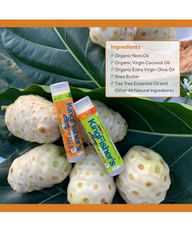 Natural Noni Lip Balm by Kingfisher's Noni Ultra-Hydrating Island Care with Virgin Coconut Oil (Pack of 2) (1 Sweet Orange & 1 Mint) 1 Sweet Orange and 1 Mint - Buy Online on GoSupps.com