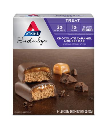 Atkins Endulge Treat Chocolate Caramel Mousse Bar. Rich Chocolate & Fluffy Mousse. Keto-Friendly. (5 Bars)