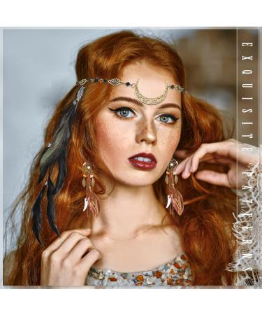 5 Pack Viking Boho Head Jewelry Set for Women - Witch Forehead Headpiece with Tassel Earrings - Hippie Hair Accessories for Party Halloween (Mixed Color) - Buy Online on GoSupps.com