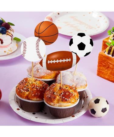 48 Pieces Sports Cupcake Toppers Baseball Cupcake Picks Basketball Toothpicks Soccer Ball Football Cake Decor for Boys Men Birthday Favors Sports Theme Party Decorations Supplies - Buy Online on GoSupps.com