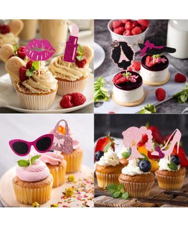 60Pcs Princess Cupcake Toppers Pink Glitter Girl Cupcake Picks High Heel Lips For Princess Theme Baby Shower Decorations Wedding Anniversary Girl Birthday Party Supplies Style3 Color02 - Buy Online on GoSupps.com