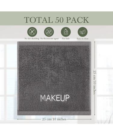 50 Pcs 100% Cotton Makeup Towels Bulk - Soft & Absorbent Face Towels for Women - Reusable Makeup Remover Cloth - Gray - 10 x 10 - Buy Online on GoSupps.com