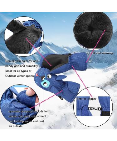 Waterproof Kids Winter Mittens - Blue Dog Print, Size L (Age 7-9) | Fleece Lined Thermal Gloves for Skiing, Snowboarding, Cycling | Ages 1-9 Boys Girls - Buy Online on GoSupps.com
