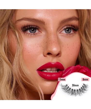 Goddvenus Eyelashes D Curl Russian Strip Lashes Natural Fake Eyelashes Wispy Cat Eye Lashes 10 Pairs 3D Volume Strip Lashes 15 mm Short Reusable Fake Lashes Fluffy Wispy Faux Mink Lashes D-10 pairs natural - Buy Online on GoSupps.com