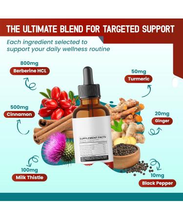 Liposomal Berberine with Cinnamon & Milk Thistle Advanced Formula Supports Digestion Heart Wellness & Liver Cleanse* 2.0 fl. oz (60ml) 60 ml (pack of 1) - Buy Online on GoSupps.com
