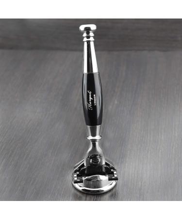 Premium Men's Shaving Kit: 3 Edge Razor Black Badger Hair Brush & Elegant Stand - Buy Online on GoSupps.com