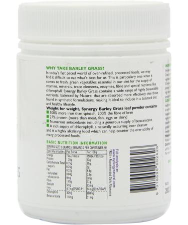Synergy Natural Organic Barley Grass Powder - 200g - Buy Online on GoSupps.com