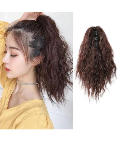 Meiriyfa short wavy ponytail extension for women stolen ponytail extension clip in hair extensions ponytail for daily party use (dark brown)