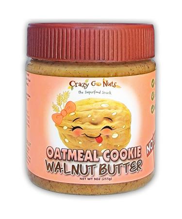 Crazy Go Nuts Walnut Butter - Oatmeal Cookie, 9 oz (1-Pack) - Healthy Snacks, Keto, Vegan, Low Carb, Gluten Free, Superfood - Natural, Non-GMO, ALA, Omega 3 Fatty Acids, Good Fats and Antioxidants 9 Ounce (Pack of 1)