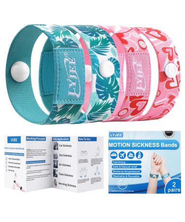 LYJEE Motion Sickness Bands Nausea Relief Wristbands for Adults and Kids Acupressure Wristband for Pregnancy Women Morning Car Travel Sickness 2 Pairs( small sizes)