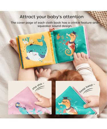 6 Pcs Baby Books Toys 0-6 Months Soft Chewing Cloth Book Set Bath Toys for Infants 6-12M Crinkle Paper Baby Sensory Educational Learning Toys for Boy Girl - Buy Online on GoSupps.com