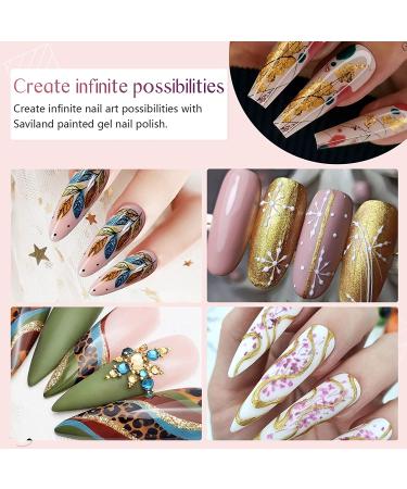 Saviland Gold Liner Nail Art Gel Polish - Soak Off U V LED French Manicure Starter Gel for Swirl Nails - DIY Nail Salon 1 Color Liner Gel - Buy Online on GoSupps.com