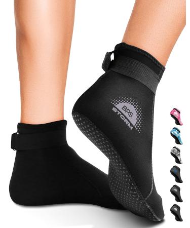 BPS New Zealand 'Storm' 3mm Neoprene Socks - Glued & Stitched Anti-Slip Wetsuit Swim Socks Dive Boots for Beach Water Sports 02 - Black / Lilac Grey X-Small