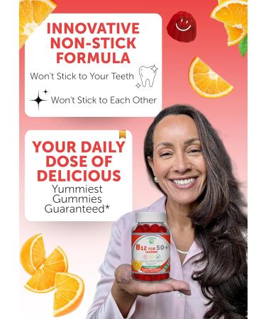 Lunakai USA Made Vitamin B12 Gummies for Adults 50+ Non-GMO B12 for Energy & Vitality Boost Delicious Orange Flavor 60ct 50Plus - Buy Online on GoSupps.com