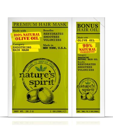 Nature's Spirit Premium Smoothing Hair Mask Olive Oil 1 ounce With Olive Hair Oil 3 milliliter
