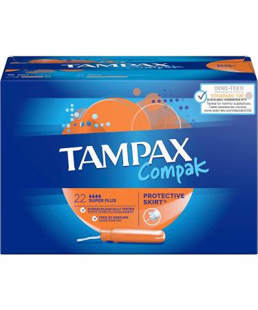 Tampax Compak Super Plus 22 Tampons with Plastic Applicator - Ultra Absorbent Discreet Shipping Worldwide - Buy Online on GoSupps.com