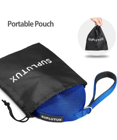 Suplutux 15m Drag Line Dog Leash - Durable Training Line with D-Carabiner & Grip Pad for Large & Small Dogs - Includes Storage Bags (Blue) - Buy Online on GoSupps.com