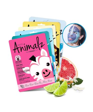 Masque BAR Pretty Animalz Facial Sheet Mask - Fun Hydrating & Soothing Korean Masks | Pack of 6 Unique Animal Character Prints - Buy Online on GoSupps.com