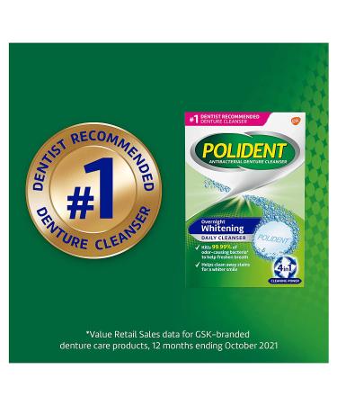 Polident Overnight Whitening Denture Cleaner Tablets - 84 Count (Pack of 3) - Buy Online on GoSupps.com