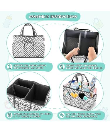 XL Baby Diaper Caddy Organizer - Heavy Duty Portable Storage for Nursery Changing Table, Wipes, Toys - Xtra Large 15 X 9 X 11 - Car Basket with Tote Holder Cover - Buy Online on GoSupps.com