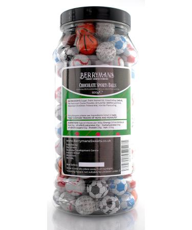 Berrymans Sweet Shop Chocolate Sports Balls Gift Jar - Classic Retro Sweets with Traditional Taste - Buy Online on GoSupps.com
