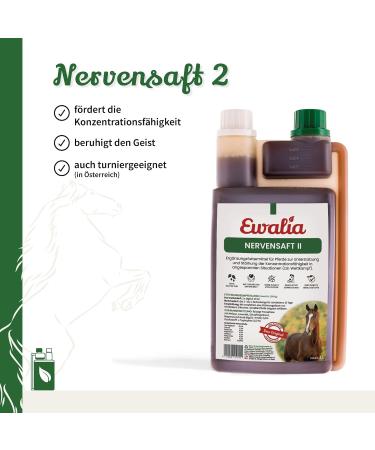 Ewalia Nervous Juice II - Targeted support for concentrated performance in horses - Ideal for competitions and training developed with veterinarians 100% natural no additives  - Buy Online on GoSupps.com