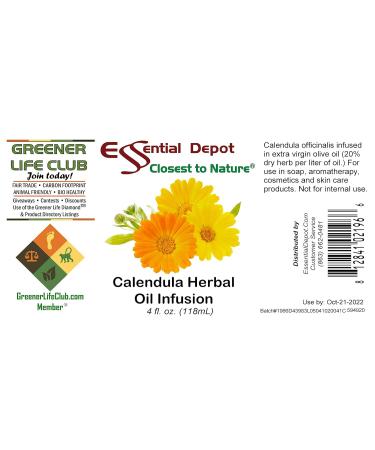 Essential Depot Calendula Herbal Oil Infusion - Vegan - Non-GMO - Supplied in 4 oz. amber glass bottle with Black Phenolic Cone Lined Safety Sealed Cap - Buy Online on GoSupps.com