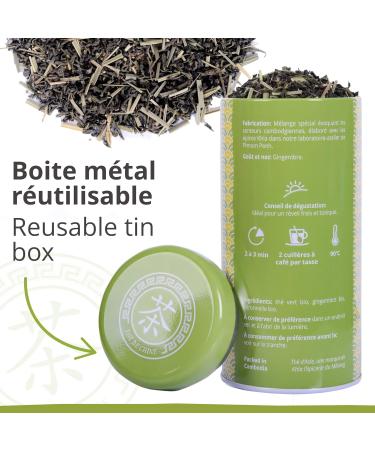  Khla Loose leaf Angkor green tea with ginger and lemongrass - 90g metal tin - Cambodian aromas - Certified organic - Asian tea by KHLA - Buy Online on GoSupps.com