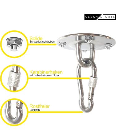 Buy Clean Sports Ceiling Holder for Boxing Bags & Sling Trainers - 400kg Stainless Steel Bracket with Carabiner Hook - International Shipping Available - Buy Online on GoSupps.com