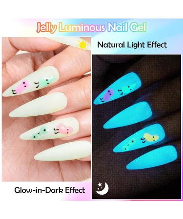 MTSSII Glow in the Dark Gel Nail Polish Set - 6 Colors Luminous Jelly Gel Polish Kit for Fluorescent Bright Nails - Soak Off UV Polish for Christmas & Halloween Gifts - Women's Jelly Glow Collection - Buy Online on GoSupps.com