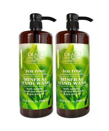 Dead Sea Collection Tea Tree Oil Liquid Hand Soap - Moisturizing Gel Hand Soap with Pump - Nourishing Hand Wash Cleanser - Pack Of 2 (33.8 Fl. Oz Each)