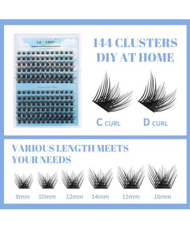 GEMERRY D Curl Cluster Lashes 144pcs - 0.07mm 8-16mm Mix | DIY Wide Stem Natural Lashes - B04 - Buy Online on GoSupps.com