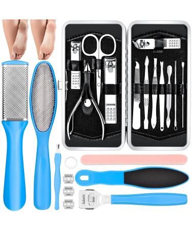 Pedicure Kits - Callus Remover for Feet, 23 in 1 Professional Manicure Set Pedicure Tools Stainless Steel Foot Care, Foot File Foot Rasp Dead Skin for Women Men Home Foot Spa Kit, Blue23