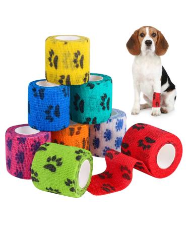 Heyu-Lotus 8 Roll Self-adhering bandage cohesive bandage self-adhesive bandage Elastic fixing bandage Pet Vet Wrap for dog horse pet wrap association 5cm*4.5m