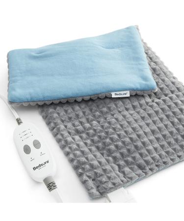 Bedsure Weighted Heating Pad with Massager - Electric Heating Pad for Back Pain Relief with Massaging Vibrations, 3 Heating Levels & 3 Massage Types, 9 Relaxing Combinations, 12” x 24”, 5lbs, Grey Large Grey
