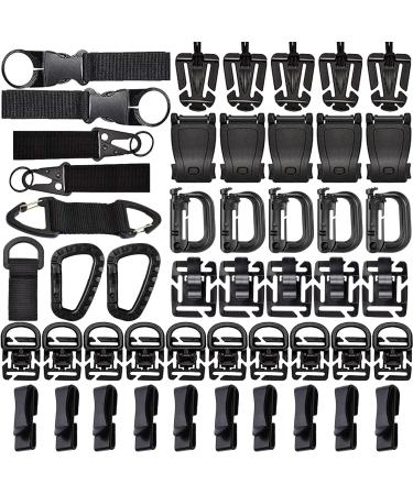 ZUSHALLMY 48-Piece MOLLE Accessories Kit Upgraded Attachment Clips Kit MOLLE Key Clip D-Rings for Attaching Gear with MOLLE System - Increase Capacity and Versatility of Backpack