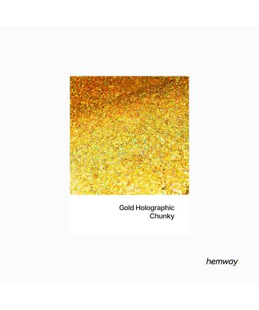 Hemway Chunky Glitter Ultra-Sparkle - Gold Holographic 1/40 0.6mm for Cosmetics | International Shipping Available - Buy Online on GoSupps.com