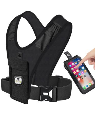 Running Vest,Running Vest for Men,Running Vest for Women with Touch Screen Phone Holder,Reflective Running Vest with LED Light for Running,Cycling,Breathable Running Safety Vest with Earphone Hole