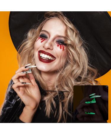 144 Pieces Halloween Glow in The Dark Press on Nails - Luminous Coffin Nails with Glue | Spider Web Design for Women & Girls - Perfect for Halloween Party Decor - Buy Online on GoSupps.com