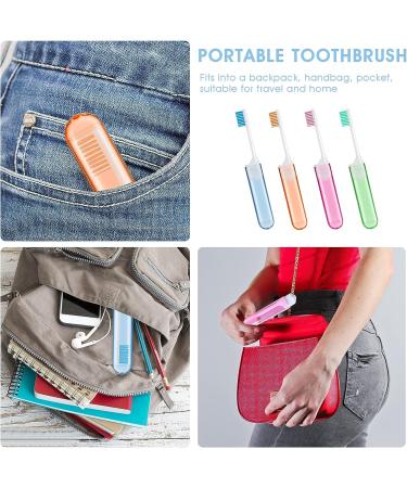 Sibba Soft Bristles Toothbrush 4-Pack - Folding Manual Toothbrushes for Fragile Gums - Dental Care for Adults & Kids - Portable for Camping & Travel - Orange, Blue, Green, Pink - Buy Online on GoSupps.com