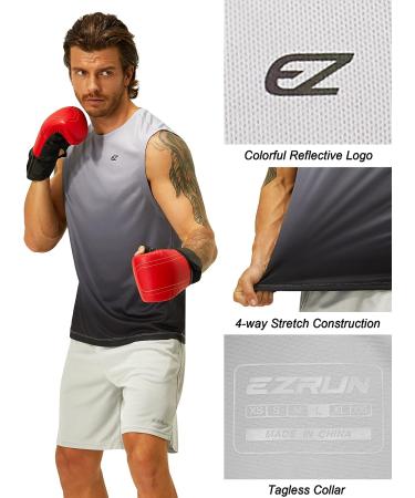 EZRUN Men's Quick Dry Muscle Swim Shirt Sleeveless Workout Tank Top - X-Large Grey Gradient - Buy Online on GoSupps.com