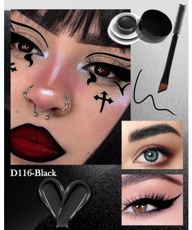 Waterproof Matte Gel Eyeliner Pot- Black Long Lasting Cream Eyeliner Eyebrow Gel High Intensity Pigments Smudge-proof Eye Liner Brow Cream for Halloween Cosplay Show Eye Liner Brow Face Makeup-#116 - Buy Online on GoSupps.com