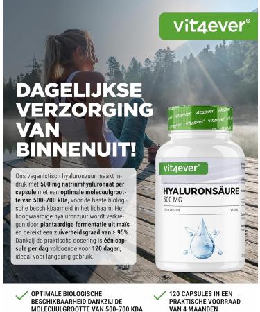 VitamineVersand 24 Hyaluronic acid 120 capsules containing 500 mg of hyaluron for 4 months 500700 kDa From plant fermentation Without unwanted additives highly dosed vegan - Buy Online on GoSupps.com