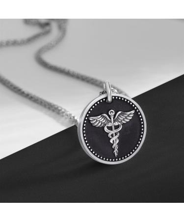 Custom Sterling Silver Medical Alert Necklace - Personalized Engraved Medic ID Pendant for Men & Women | Emergency Information Jewelry for Pacemaker Diabetes & More - Buy Online on GoSupps.com