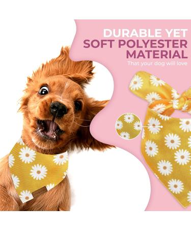 LunaMarie Plush Smooth Dog Bandana | Durable Polyester Pet Neckerchief for Small, Medium, Large Breed Dogs | Breathable and Stylish Accessory for Pets | Dual Layered Bandana for Dogs and Cats - Daisies Design - Buy Online on GoSupps.com