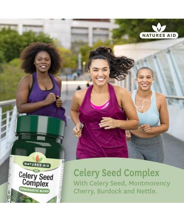 Natures Aid Celery Seed Complex With Montmorency Cherry Nettle & Burdock Vegan Tablets 60 Count (Pack of 1) - Buy Online on GoSupps.com